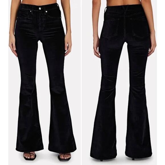 Veronica Beard Sheridan Exaggerated Flare Leg Bell Bottom Black Velvet Pants 30 - Picture 1 of 6